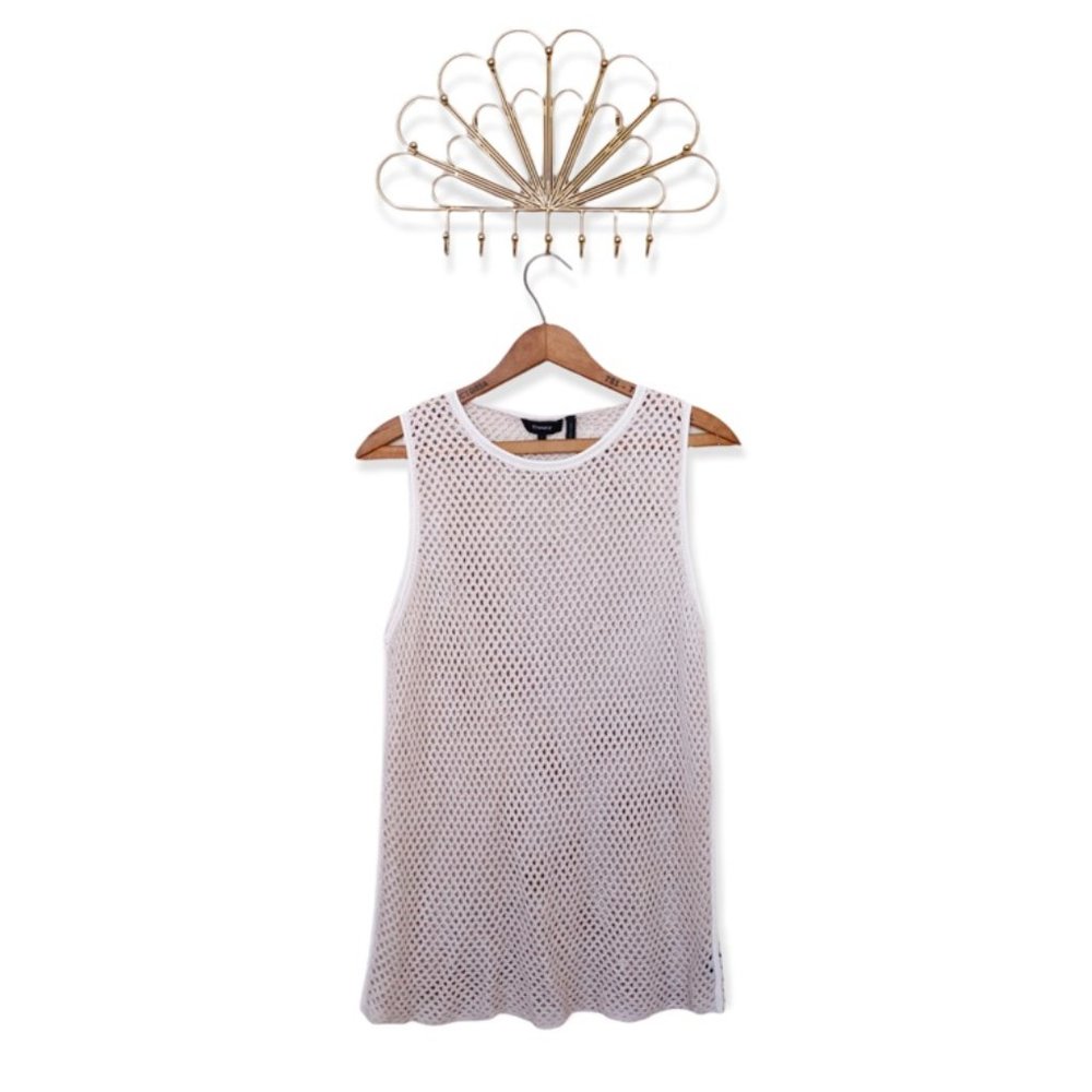 Theory New Harbor Sleeveless Crewneck Mesh Sweater In Ivory